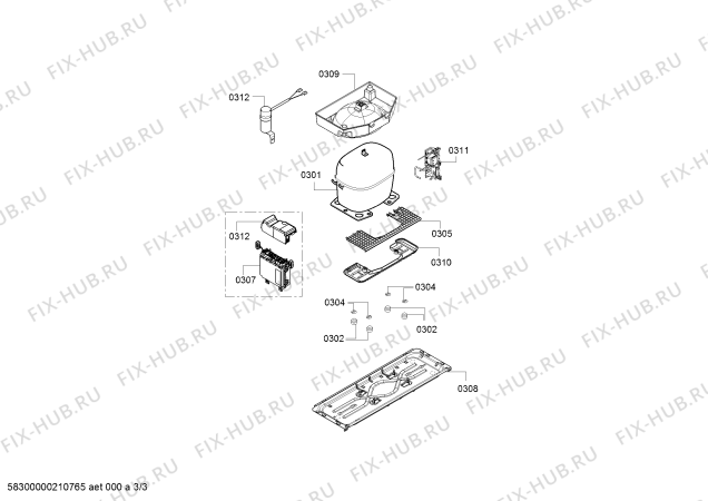 Взрыв-схема холодильника Siemens KG39E6L4P, Siemens - Схема узла 03