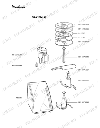 Взрыв-схема кухонного комбайна Moulinex AL21R2(2) - Схема узла 9P000569.7P2