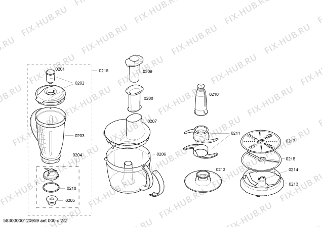 Взрыв-схема кухонного комбайна Bosch MCM5512 - Схема узла 02