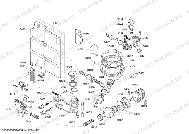 Взрыв-схема посудомоечной машины Bosch SGS55M42EU - Схема узла 04