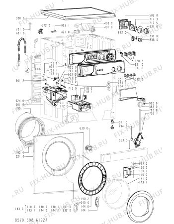 Схема №1 AWM 5080/4 с изображением Переключатель (таймер) для стиральной машины Whirlpool 481228219858