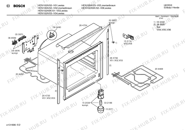 Взрыв-схема плиты (духовки) Bosch HEN102ASK - Схема узла 02