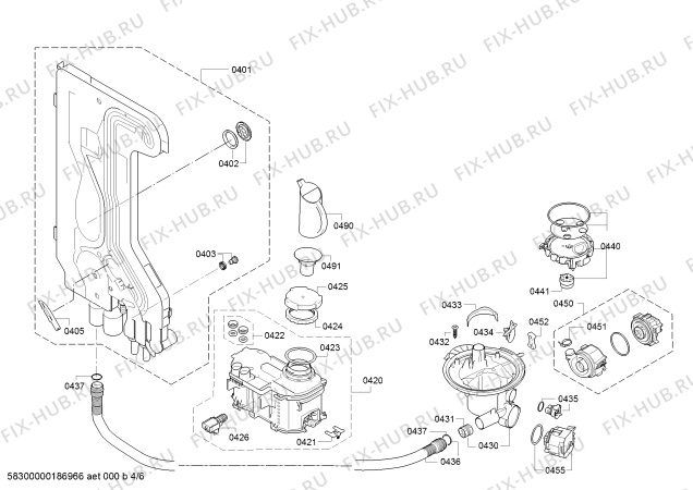 Взрыв-схема посудомоечной машины Bosch SMI50L05EU SilencePlus - Схема узла 04