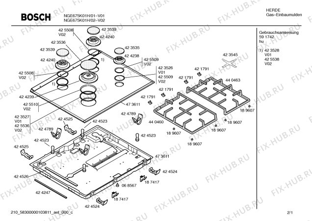 Схема №1 NGE675K01E с изображением Стеклокерамика для электропечи Bosch 00473610