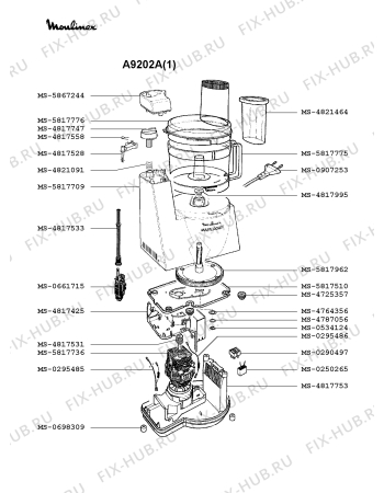Взрыв-схема кухонного комбайна Moulinex A9202A(1) - Схема узла 5P000162.5P3