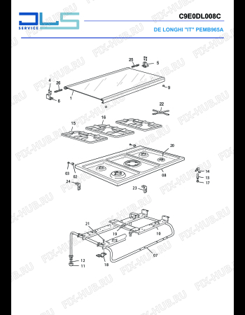 Схема №1 PEMR 965 A с изображением Запчасть для плиты (духовки) DELONGHI 063131