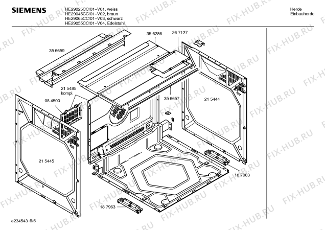 Взрыв-схема плиты (духовки) Siemens HE29045CC - Схема узла 05