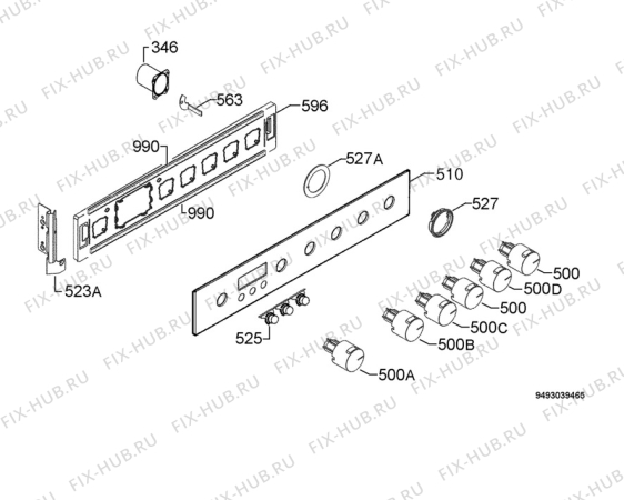 Взрыв-схема плиты (духовки) Privileg 153193_60885 - Схема узла Command panel 037