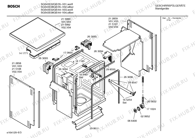 Взрыв-схема посудомоечной машины Bosch SGS43E02GB Exxcel auto option - Схема узла 03