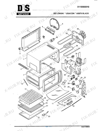 Схема №1 RO191 с изображением Корпусная деталь для плиты (духовки) DELONGHI 7018105700