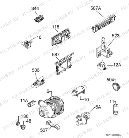 Взрыв-схема посудомоечной машины Aeg Electrolux F88419M0P - Схема узла Electrical equipment 268