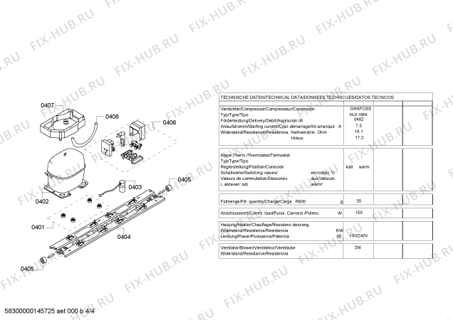 Взрыв-схема холодильника Bosch KDN36A79 - Схема узла 04