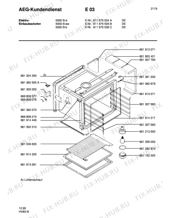 Взрыв-схема плиты (духовки) Aeg COMP. 5000B-W - Схема узла Section1