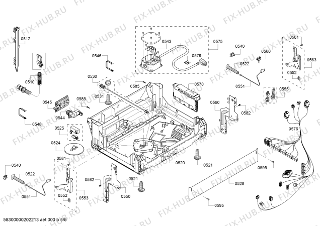 Взрыв-схема посудомоечной машины Bosch SHVM63W53N SilencePlus 44 dBA - Схема узла 05