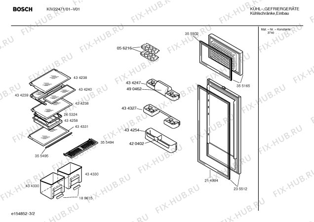 Взрыв-схема холодильника Bosch KIV22471 - Схема узла 02