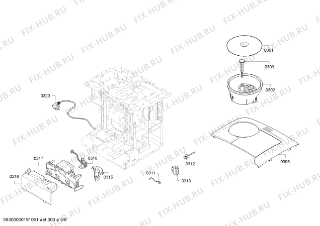 Схема №1 TES60329RW VeroAroma 300 с изображением Модуль управления, запрограммированный для кофеварки (кофемашины) Bosch 12006993