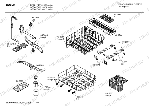 Взрыв-схема посудомоечной машины Bosch SRS84T02 Exclusiv - Схема узла 06