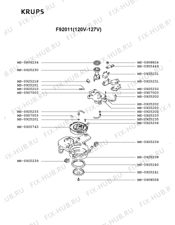 Взрыв-схема кофеварки (кофемашины) Krups F92011(0) - Схема узла SP001878.4P4