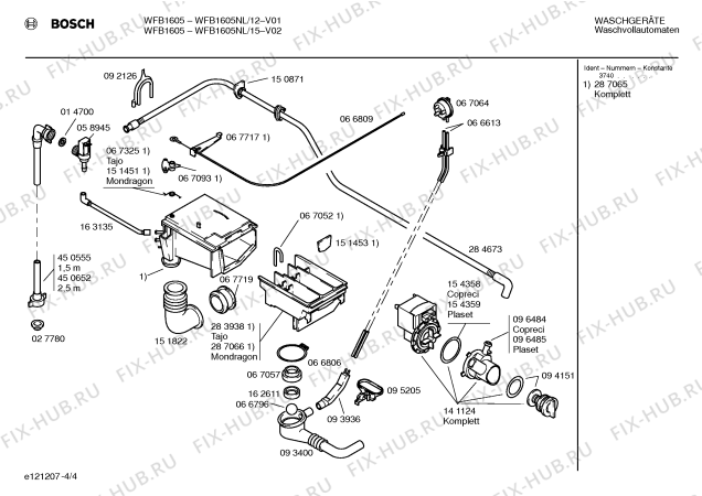 Схема №1 WFB1640EU BOSCH WFB 1640 с изображением Инструкция по эксплуатации для стиральной машины Bosch 00520139