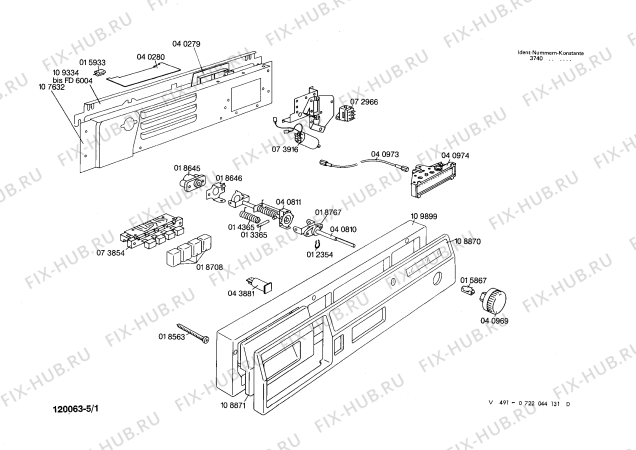 Схема №1 0722044131 V491 с изображением Пленочная индикация для стиральной машины Bosch 00040974