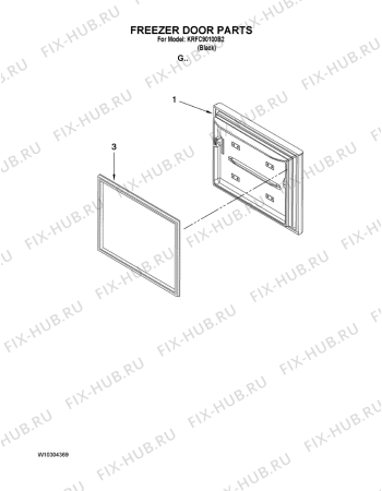 Схема №1 KRFC - 9010  B с изображением Запчасть для холодильной камеры Whirlpool 482000021574