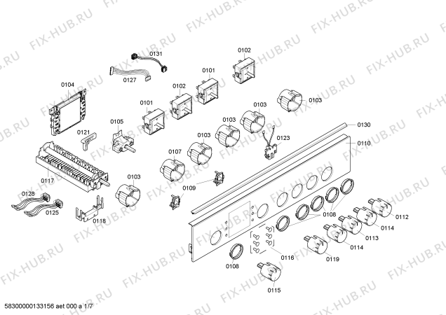 Схема №1 HLN122220E с изображением Ручка двери для плиты (духовки) Bosch 00669966