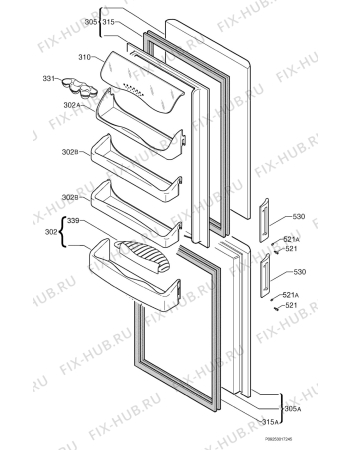 Взрыв-схема холодильника Rex Electrolux RC160 - Схема узла Door 003