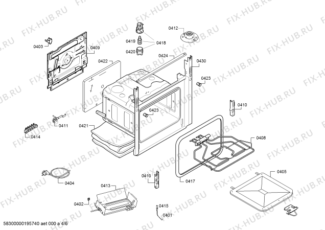 Взрыв-схема плиты (духовки) Bosch HGA323260R - Схема узла 04