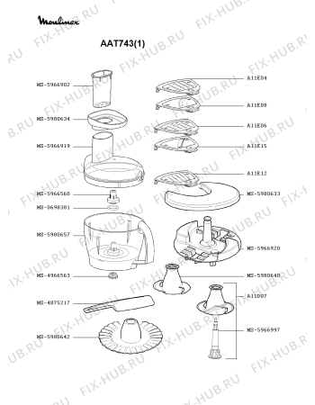 Взрыв-схема кухонного комбайна Moulinex AAT743(1) - Схема узла Q0000013.3Q3
