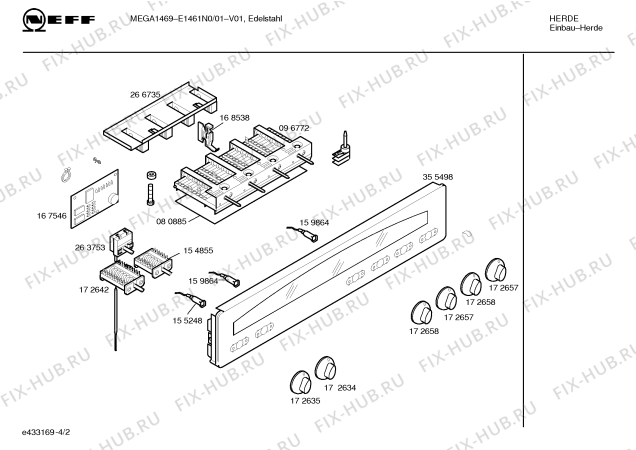Взрыв-схема плиты (духовки) Neff E1461N0 MEGA1469 - Схема узла 02