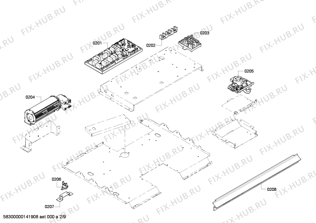 Схема №2 HBN5420UC с изображением Крышка для плиты (духовки) Bosch 00681712