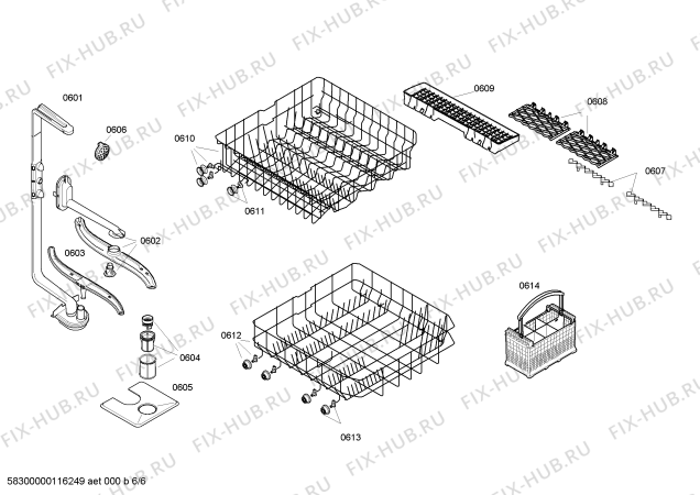 Взрыв-схема посудомоечной машины Bosch SGS53E82EU - Схема узла 06