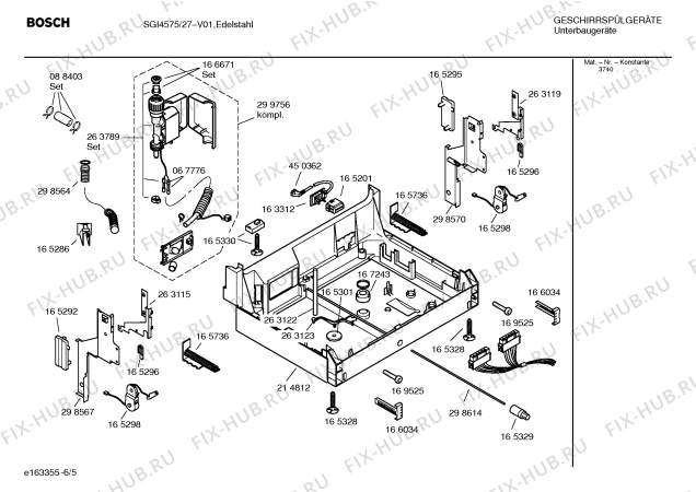 Взрыв-схема посудомоечной машины Bosch SGI4575 Silence - Схема узла 05