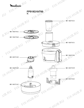 Схема №1 FP515G10/700 с изображением Корпусная деталь для электрокомбайна Moulinex MS-0697426