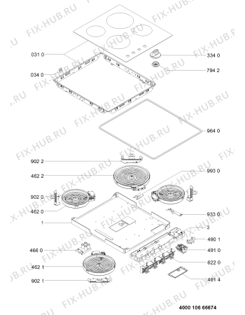 Схема №1 AKM 9010/NE с изображением Поверхность для плиты (духовки) Whirlpool 481010656096