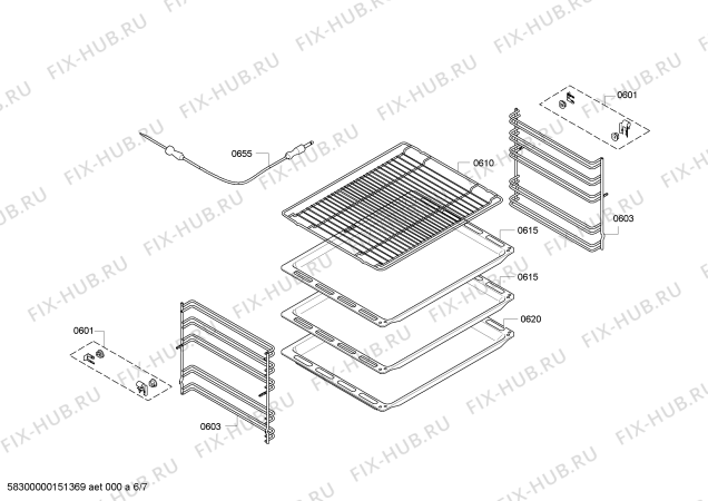Взрыв-схема плиты (духовки) Siemens HC778540U - Схема узла 06