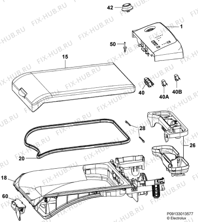 Взрыв-схема стиральной машины Electrolux EWB85055W - Схема узла Command panel 037