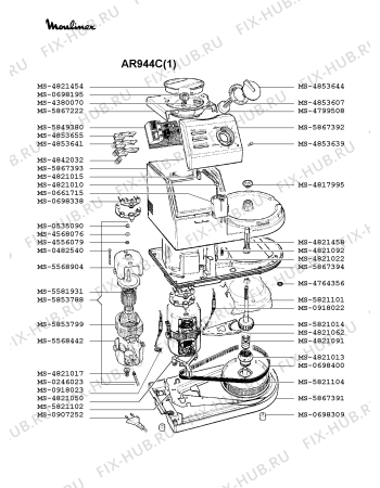 Взрыв-схема кухонного комбайна Moulinex AR944C(1) - Схема узла UP000589.8P3