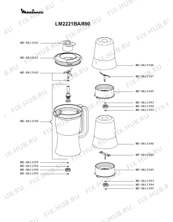 Взрыв-схема блендера (миксера) Moulinex LM2221BA/890 - Схема узла 1P004100.5P2