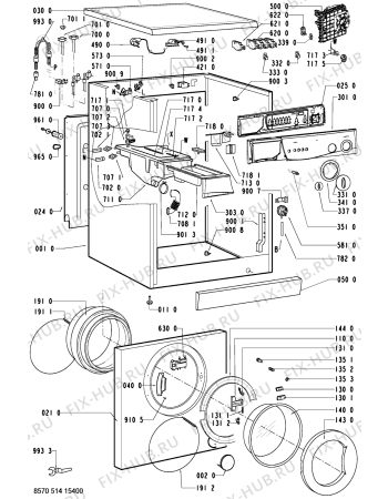 Схема №1 AWM 1203 с изображением Рукоятка для стиралки Whirlpool 481249818355