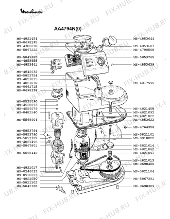 Взрыв-схема кухонного комбайна Moulinex AA4794N(0) - Схема узла KP000344.0P5