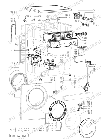 Схема №1 FL 5095 с изображением Обшивка для стиральной машины Whirlpool 481245213649