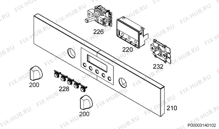 Взрыв-схема плиты (духовки) Zanussi ZOK37901XU - Схема узла Command panel 037