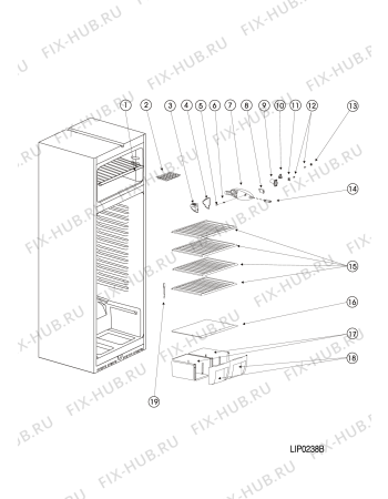 Взрыв-схема холодильника Indesit NTA16R (F075525) - Схема узла