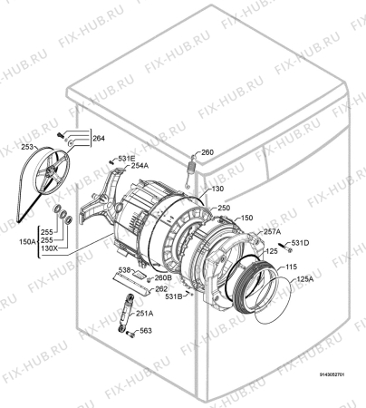 Взрыв-схема стиральной машины Electrolux WASL2E101 - Схема узла Functional parts 267