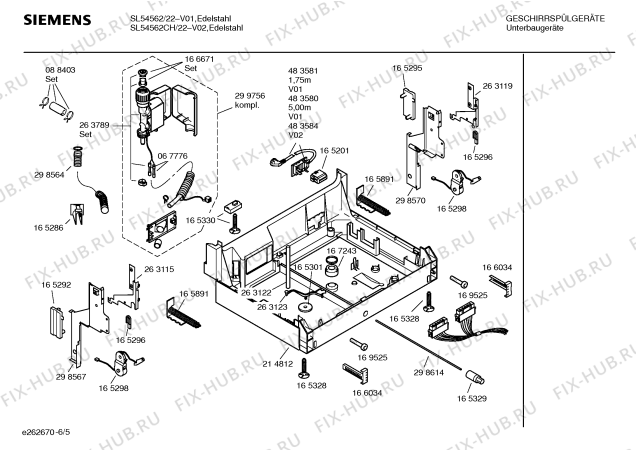 Взрыв-схема посудомоечной машины Siemens SL54562CH - Схема узла 05