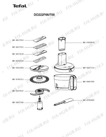 Взрыв-схема кухонного комбайна Tefal DO222F66/700 - Схема узла 9P004464.9P2