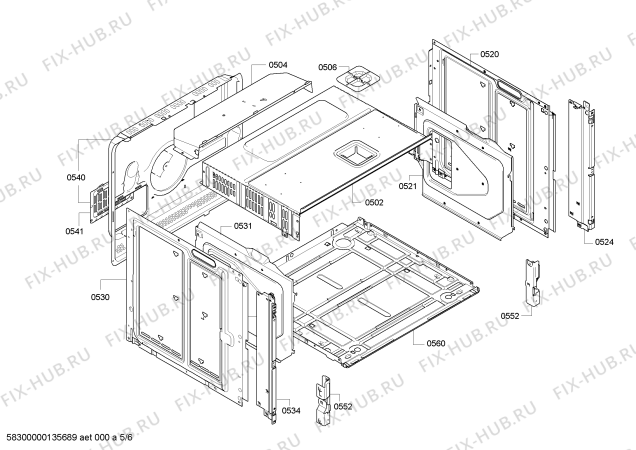 Взрыв-схема плиты (духовки) Siemens HB78RB570 - Схема узла 05