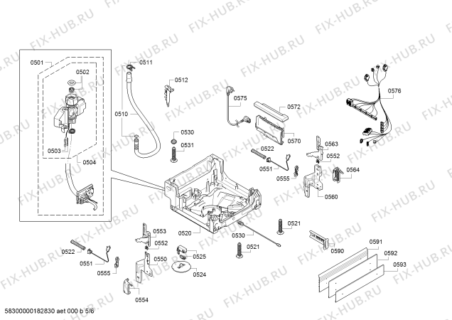 Взрыв-схема посудомоечной машины Bosch SPU68M02SK, SuperSilence - Схема узла 05