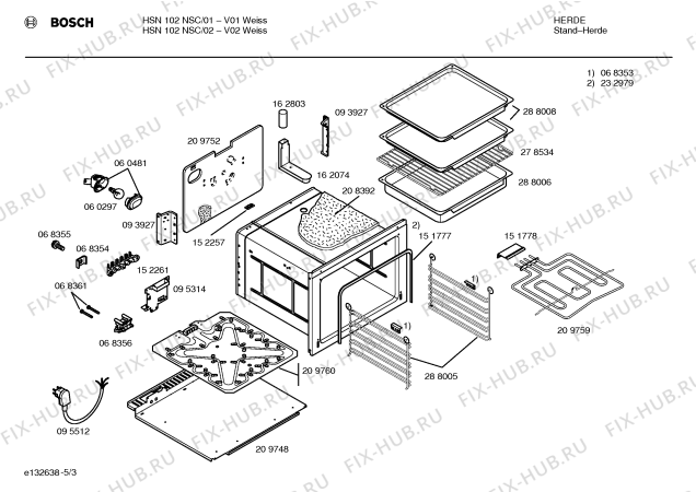 Взрыв-схема плиты (духовки) Bosch HSN102NSC - Схема узла 03